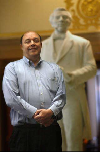 Michael Kennedy with Joseph Smith Statue