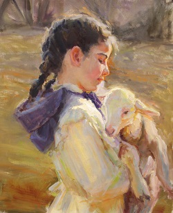 Little Emma with a Small Lamb